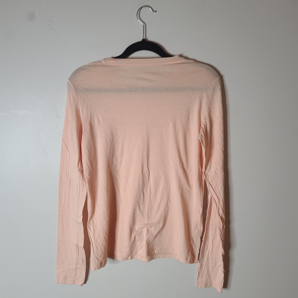 Vince 100% Pima Cotton Long Sleeve Scoop Neck Tee Size Medium - Picture 3 of 5